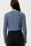 AFENDS Mountains Seersucker Long Sleeve Top -  Navy Red Check