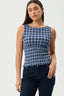AFENDS Mountains Seersucker Sleeveless Top - Navy Red Check