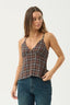 AFENDS Reverie Seersucker Strappy Top - Coffee Check
