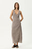 AFENDS Asta Seersucker Maxi Dress - Coffee Check
