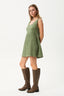 AFENDS Focus Jesse Seersucker Mini Dress - Oil Green