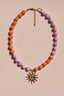 ALESI JEWELLERY Spiral Sun Pink & Orange Beaded Gemstone Necklace