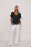 CARBON THE LABEL Paris V Neck s/s Hessian Top - Black