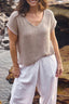 CARBON THE LABEL Paris V Neck s/s Hessian Top - Cinnamon