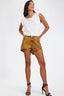 ONETEASPOON Trucker Mid Waist Relaxed Flocked Denim Shorts - Tobacco