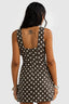 ORTC CLOTHING Zoey Linen Mini Dress - Carob Polkadot