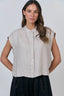 NATURALS BY O & J GA429 Linen Button Top - Dune