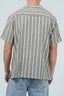 SHORT SLEEVE COTTON  - STRIPE FABRIC SAGE, WHITE COLOURS LOOSE MENS FIT. STYLISH BACK VIEW