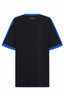 ssaint oversized tee black with big number twenty two in orange on front plain black back. back view 
