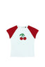 THE LAUNDRY ROOM Cherries Embroidery Raglan Baby Tee – Bone / Cherry