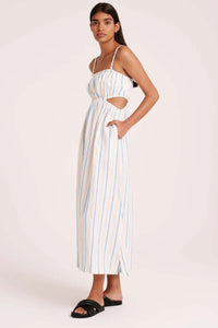 NUDE LUCY Yin Linen Dress - Azure Stripe