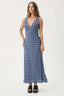 AFENDS Mountains Tully Seersucker Maxi Dress - Navy  Red Check