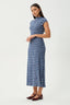 AFENDS Mountains Elodie Seersucker Midi Dress - Navy Red Check