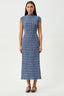 AFENDS Mountains Elodie Seersucker Midi Dress - Navy Red Check