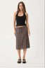 AFENDS Reverie Seersucker Midi Skirt - Coffeee Check