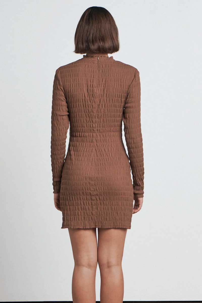 BARE By Charlie Holiday  The Long Sleeve Shirring Mini Dress