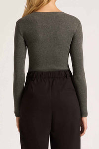 NUDE LUCY Classic LS Knit - Charcoal