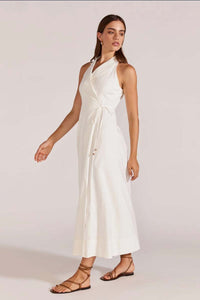 STAPLE THE LABEL Sorrell Wrap Midi Dress - White
