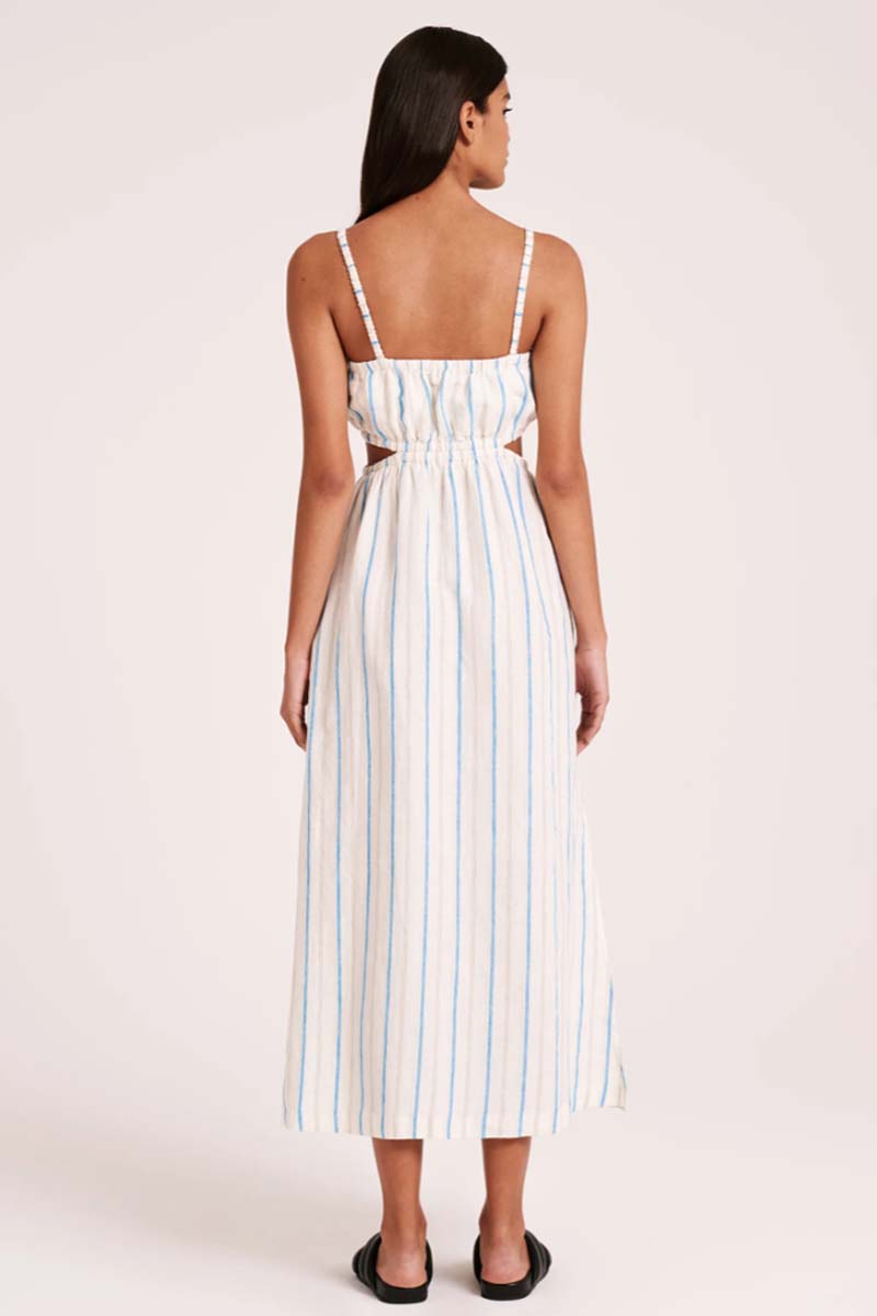 NUDE LUCY Yin Linen Dress - Azure Stripe
