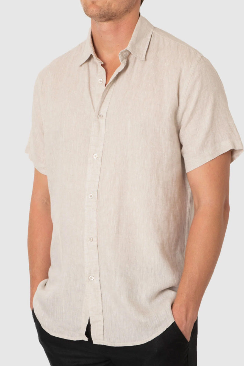 DESTii Short Sleeve Linen Shirt - Natural