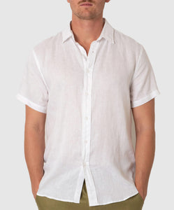 DESTii Short Sleeve Linen Shirt - White