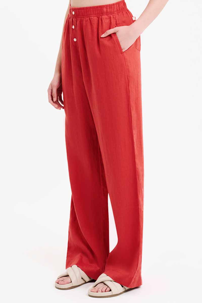 NUDE LUCY Nude Linen Lounge Pant - Coral