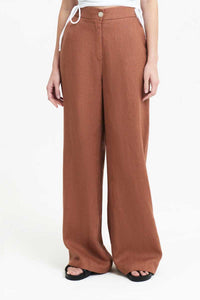 NUDE LUCY Sima Linen Pant - Terracotta